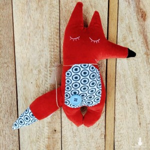 Lisek welurowy, przytulanka dla dzieci handmade