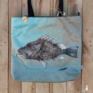 Torba welurowa z nadrukiem TURKUSOWA RYBA