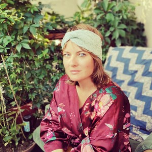 Opaska niebieska koronkowa