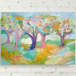 obraz olejny, obraz na płótnie, pejzaż obraz, ręcznie malowany obraz, pastelowy obraz, drzewa obraz, nowoczesny obraz olejny