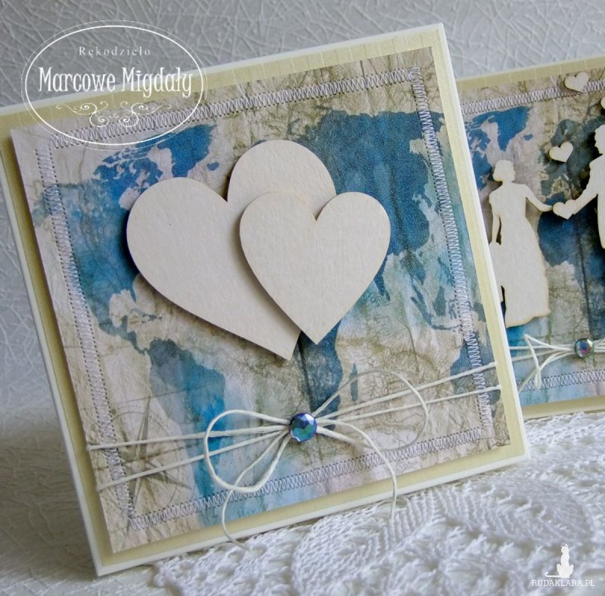 Komplet ślubny Podróż, kartka z pudełkiem