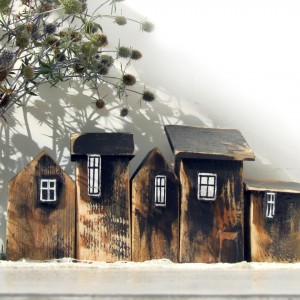 Zestaw domków dekoracyjnych, brązowy - 5 domków