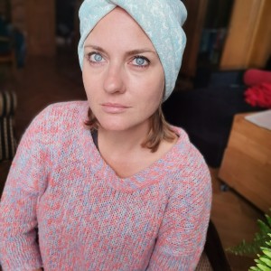 Turban pastelowy niebieski