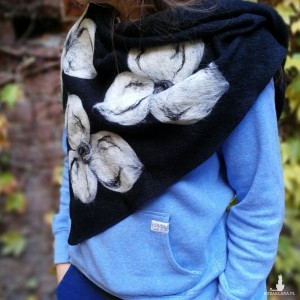 czarna chusta handmade wełniana handmade