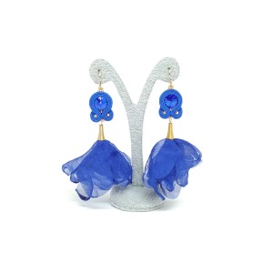Kobaltowe kolczyki sutasz z kwiatami - Tancerki