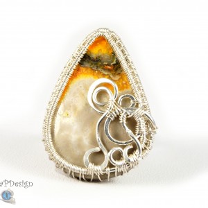 Jaspis trzmieli bumblebee, Srebrny pierścionek regulowany z jaspisem, ręcznie wykonany prezent dla niej prezent dla mamy prezent urodzinowy