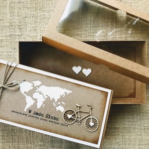 041 KARTKA NA ŚLUB W SZCZĘŚLIWĄ PODRÓŻ w stylu eco /rustykalnym