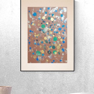 brązowy obraz 30x40, nowoczesna grafika na ścianę, abstrakcyjny rysunek A3, dekoracja do loftu, malowana ręcznie obraz, rysunek w ciepłych kolorach