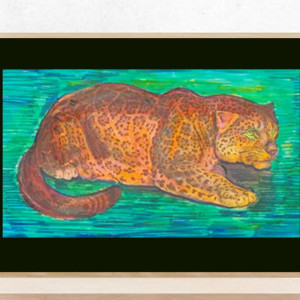 lampart obrazek A4, dziki kot obrazek 21x30, jaguar plakat, puma plakat, retro plakat A4, obrazek z lampartem, obrazek z pumą, obrazek z dzikim kotem, vintage plakat zoo, pantera obrazek zwie