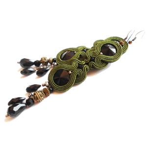 KOLCZYKI SUTASZ zieleń khaki hand made