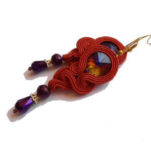 KOLCZYKI SUTASZ rude z fioletem