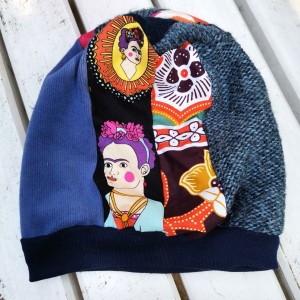 Czapka patchworkowa damska na podszewce z wizerunkiem frida kahlo