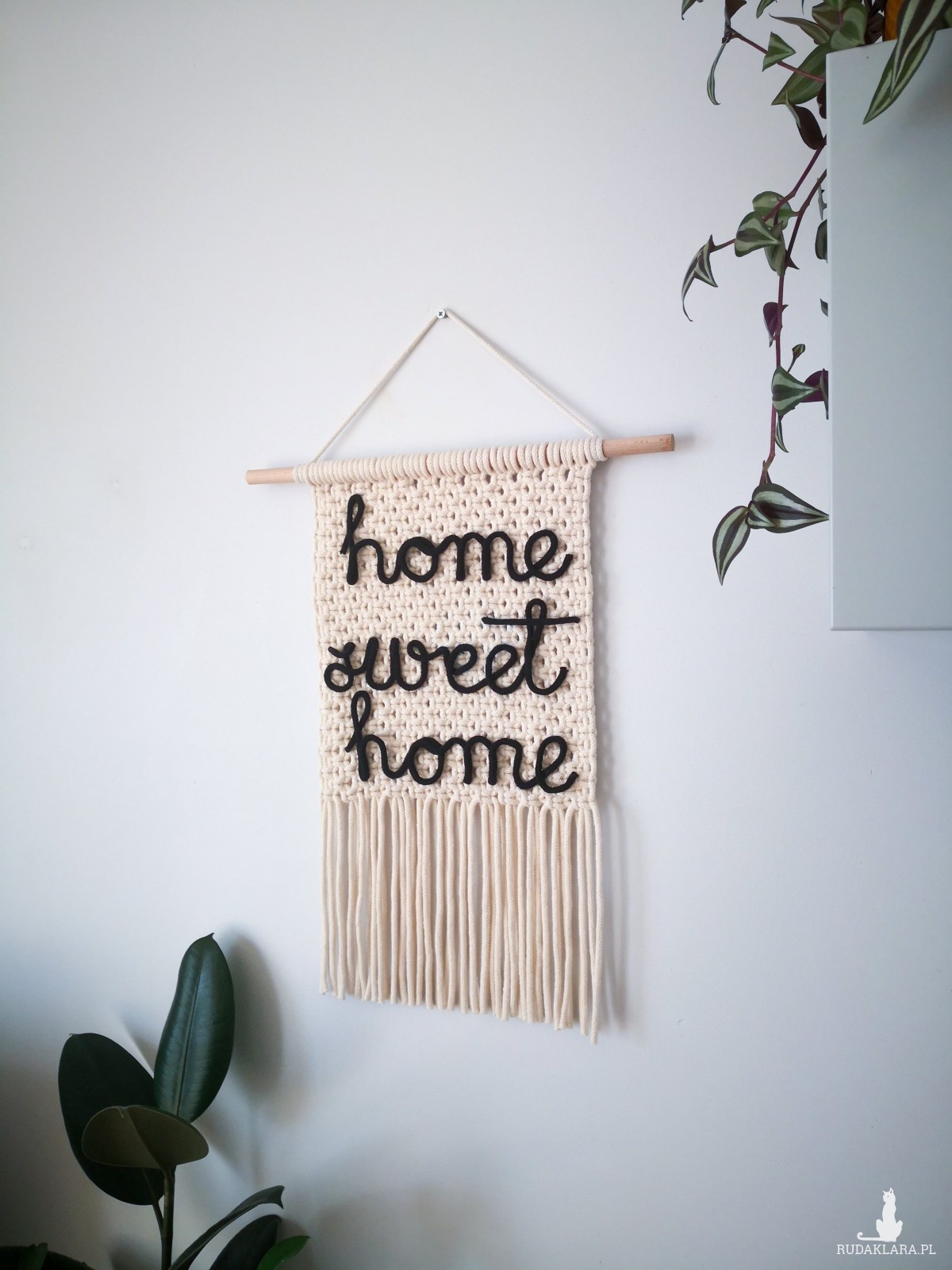Makrama makatka z napisem Home sweet home