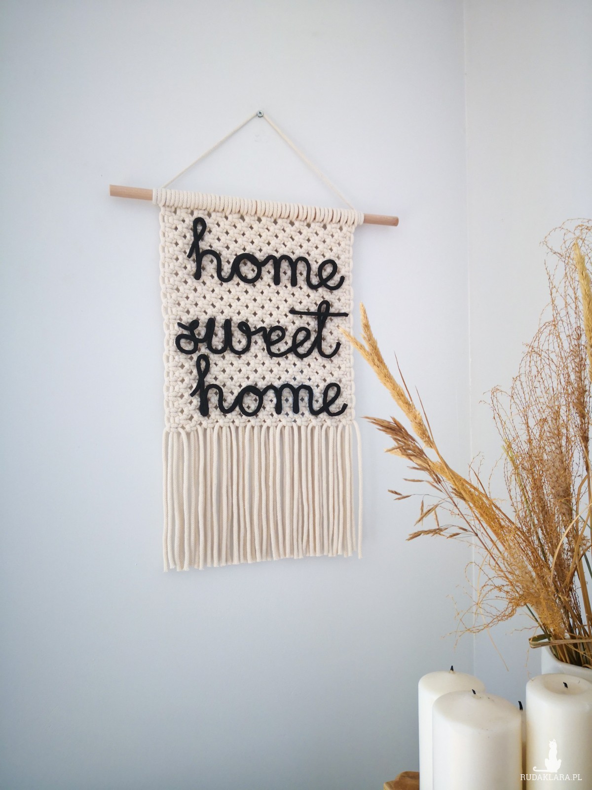 Makrama makatka z napisem Home sweet home
