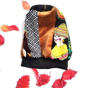 Czapka patchworkowa damska na podszewce z wizerunkiem frida kahlo