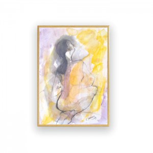 rysunek do sypialni, nowoczesna grafika, malowany ręcznie obraz z kobietą, akt szkic, ślub prezent, prezent na ślub, prezent do domu