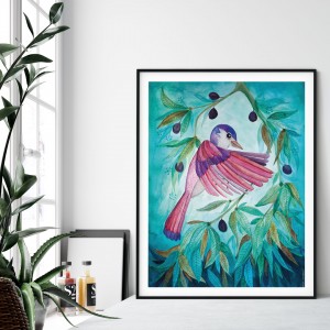 Pink bird 50x70