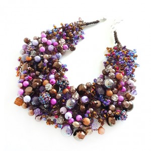 5045 naszyjnik kolia brązy i fiolety