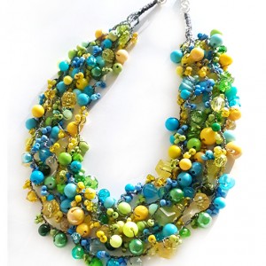 5048 naszyjnik zielony żółty niebieski