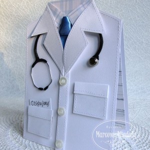 Kartka Fartuch Lekarski męski, podziękowanie dla lekarza