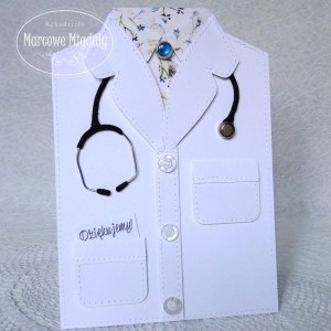 Kartka Fartuch Lekarski damski, podziękowanie dla lekarza