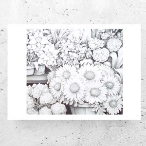 biało szary plakat A4, kwiatki plakat 21x30, boho plakaty z kwiatkami, czarno biały plakat z kwiatami, botaniczny plakat, ładne plakaty do domu, kwiaty obrazek A4, hygge plakaty skandynawskie