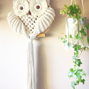 Duża sowa makrama dekoracja