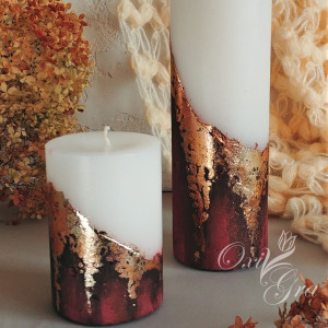 Świece z betonu, złote, ręcznie robione