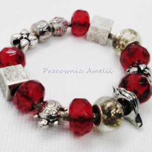 karminowa zorza bransoletka w stylu pandora