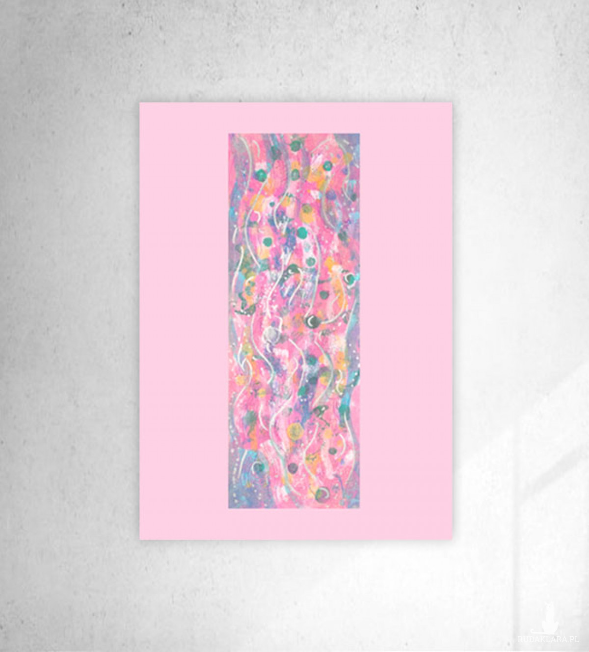różowa dekoracja na ścianę, abstrakcyjny rysunek do pokoju, minimalizm obrazek 30x40, nowoczesna grafika, różowa abstrakcja malowana ręcznie