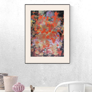 nowoczesna dekoracja na ścianę, abstrakcja w ciepłych kolorach, abstrakcyjny rysunek 30x40, oryginalna grafika do salonu, boho grafika do loftu