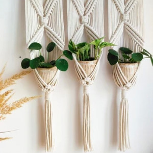 Kwietnik makrama na 3 doniczki