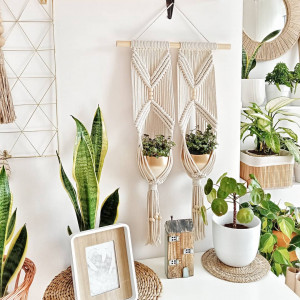 Kwietnik makrama na 2 doniczki