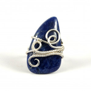 Sodalit, Srebrny pierścionek z sodalitem niebieskim, ręcznie wykonany, prezent dla niej, prezent dla mamy, prezent urodzinowy