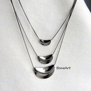 Potrójny naszyjnik grafitowy