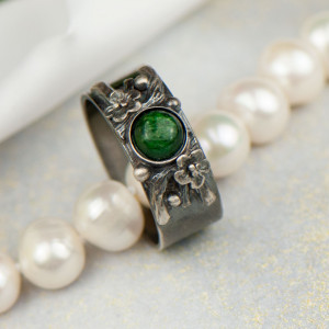 Srebrna obrączka z awenturynem a946