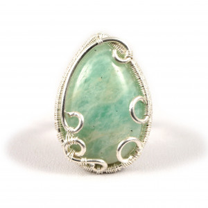 Amazonit, srebrny pierścionek z niebieskim amazonitem, ręcznie wykonany, prezent dla niej, prezent dla mamy, prezent urodzinowy biżuteria
