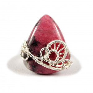 Rodochrozyt, Srebrny pierścionek z różowym rodochrozytem, ręcznie wykonany, prezent dla niej, prezent dla mamy prezent urodzinowy, biżuteria