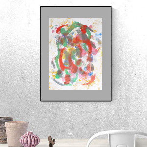 nowoczesna dekoracja na ścianę, kolorowa grafika do domu, abstrakcyjny rysunek A3, obrazek do salonu, abstrakcja malowana ręczniei, minimalizm obrazek 30x40, grafika do biura