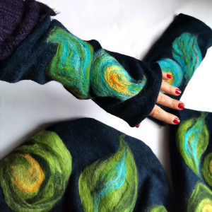 Komplet czapka mitenki komin