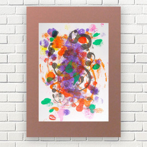 boho dekoracja na ścianę, kolorowa grafika do biura, abstrakcyjny rysunek A3, nowoczesny obrazdo salonu, abstrakcja malowana ręcznie, minimalizm obrazek 30x40, grafika do loftu