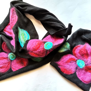 Komplet chusta handmade wełniana handmade