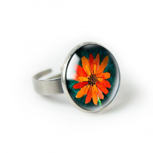 Orange flower pierścionek
