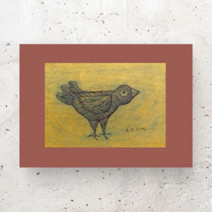 mała grafika na ścianę, mały obrazek z ptaszkiem, ptaszek rysunek do salonu, ptaszek obrazek do domu
