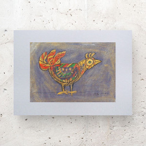 mała grafika na ścianę, mały obrazek z ptaszkiem, ptaszek rysunek do salonu, ptak obrazek do domu