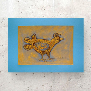 mała grafika na ścianę, A4 obrazek z ptaszkiem, ptaszek rysunek do salonu, ptak obrazek do domu