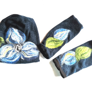 komplet wełniany mitenki i czapka