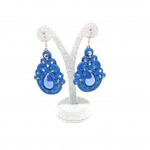 Kobaltowe kolczyki sutasz z ceramiką Thalia
