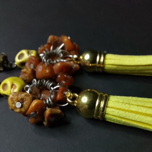 Klipsy boho czaszki frędzle