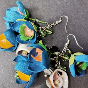 Kolczyki  wiszace duze kwiaty